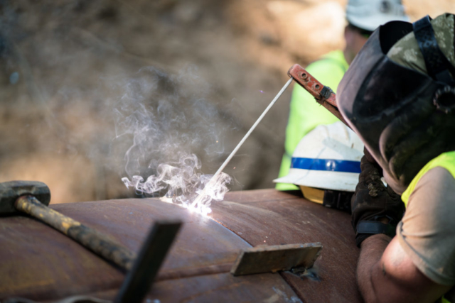 Welders on CSX railroad project